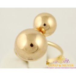 Серебряное кольцо поцелуйчики (шары) позолота. 391078л